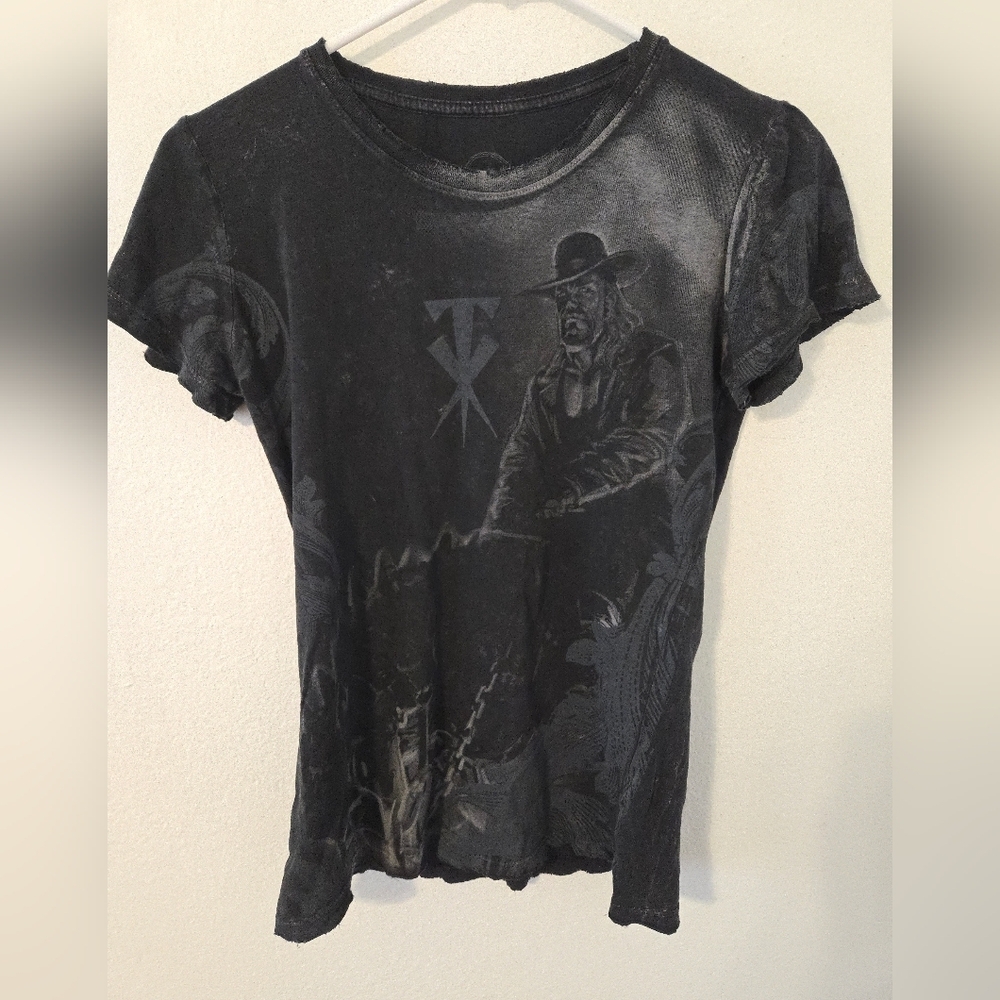 UNDERTAKER Top Rope WWE Wrestling Shirt Youth Kids Medium AOP Distressed